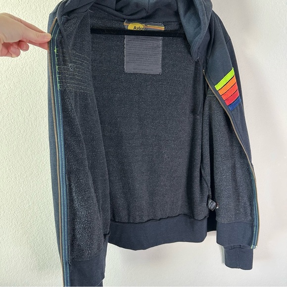 AVIATOR NATION 5 Stripe Hoodie Sweatshirt in Charcoal SZ M - Picture 7 of 8